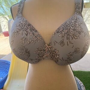 Cacique Floral Print Bra in Gray and Pink